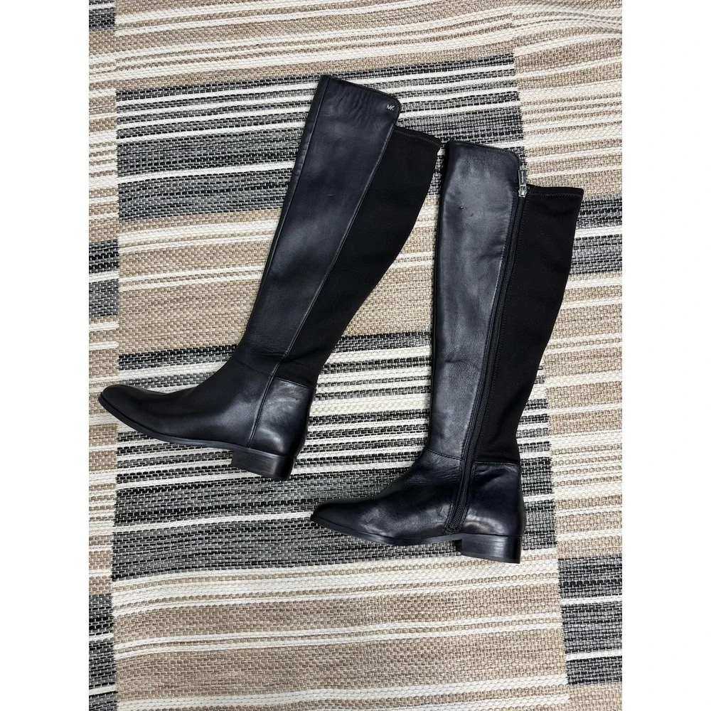 Michael Kors Boots‎ Womens Size 5.5 Black Leather Knee High Stretch Riding